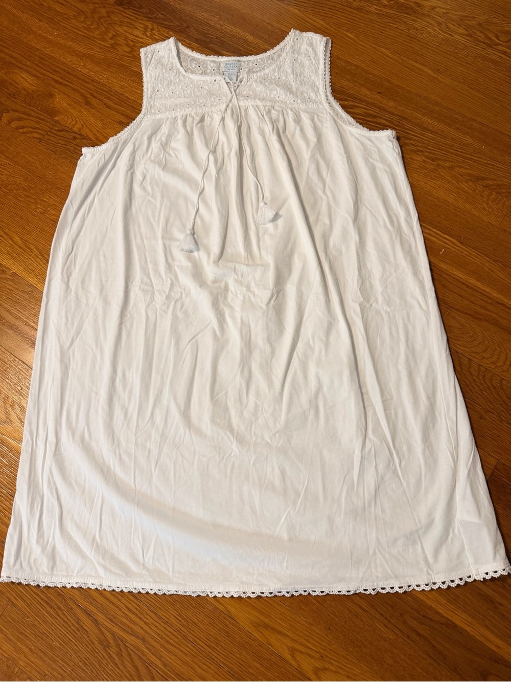 Sigrid Olsen White Lace Yoke Sleeveless Nightgown - 100% Cotton- Brand New - Picture 3 of 9